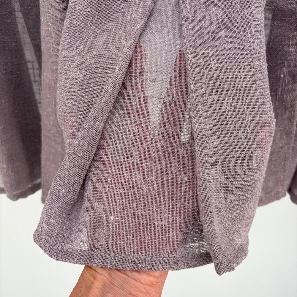 Window Valance 3 Panels Lavender 15x52 Each Pleated Button Linen Look Slub Gauze